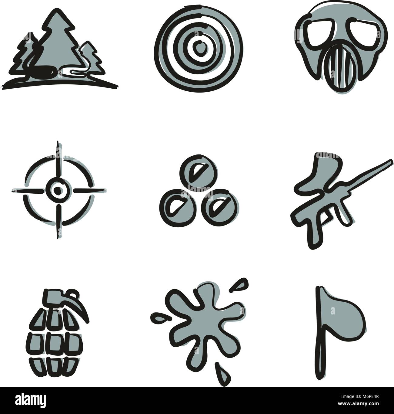 Paintball Icons Freehand 2 Color Stock Vector Image & Art - Alamy