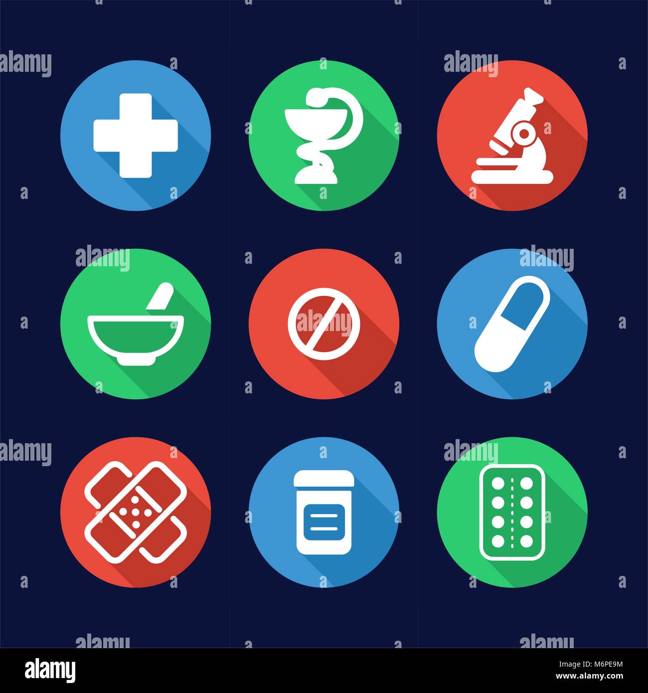 Pharmacy Icons Flat Design Circle Stock Vector Image & Art Alamy
