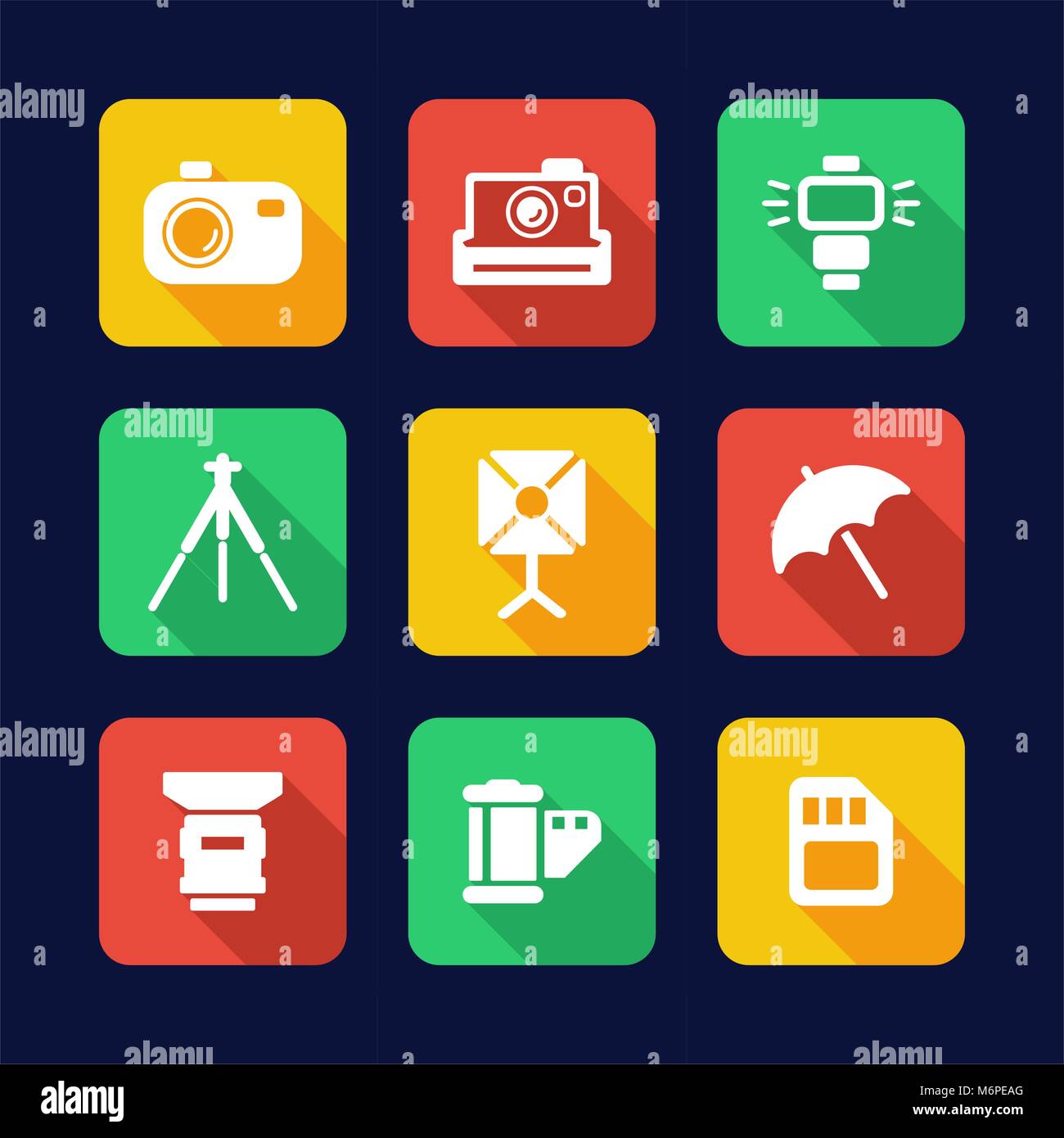 Photography Icons Flat Design Stock Vector