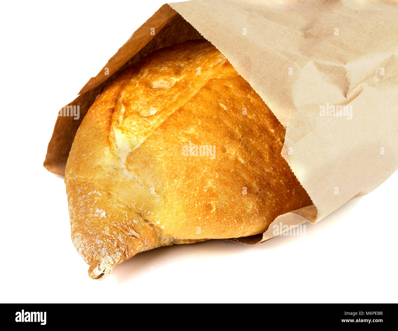 fresh white bread in a paper bag on a white background Stock Photo - Alamy