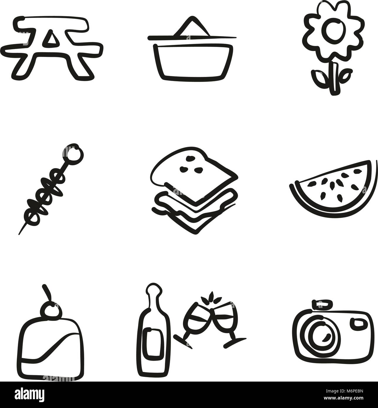Picnic Icons Freehand Stock Vector Image & Art - Alamy