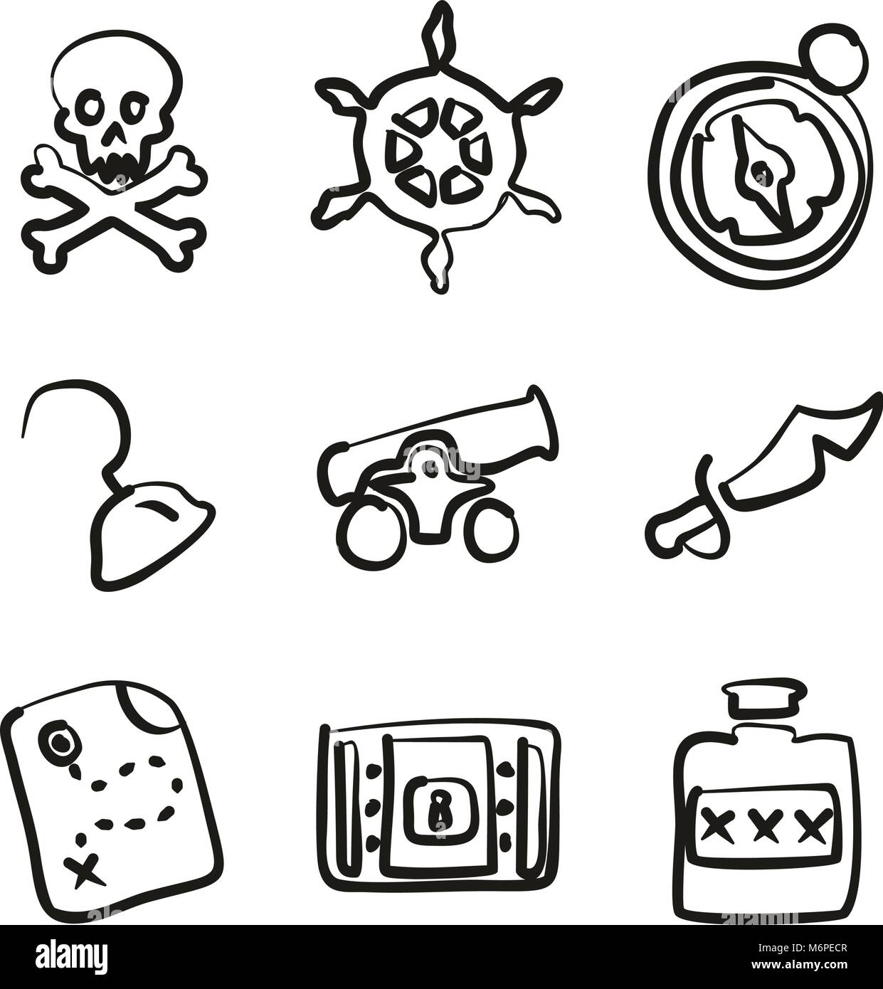 Pirate Icons Freehand Stock Vector Image & Art - Alamy