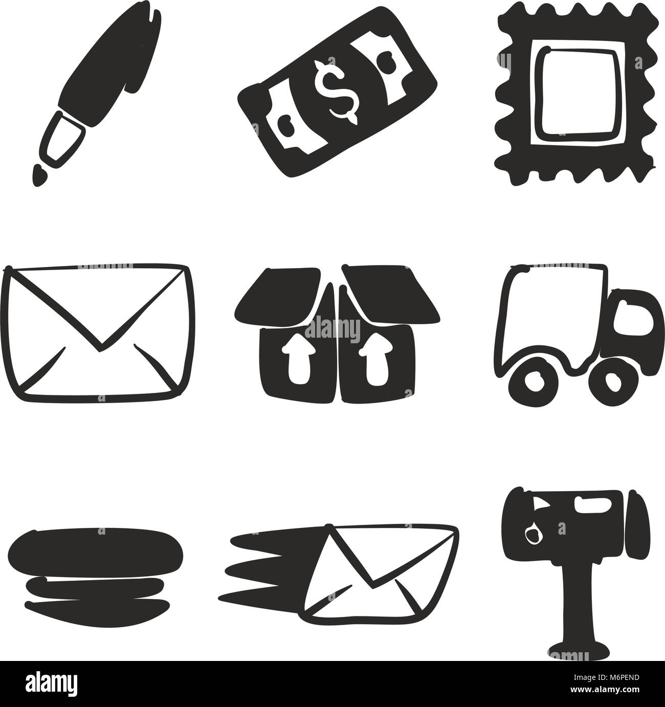 Post Office Icons Freehand Fill Stock Vector Image & Art - Alamy