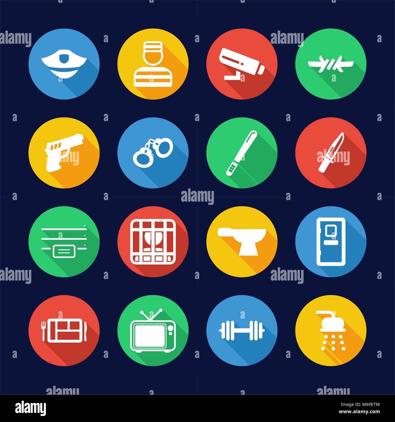 Prison Icons Flat Design Circle Stock Vector Image & Art - Alamy