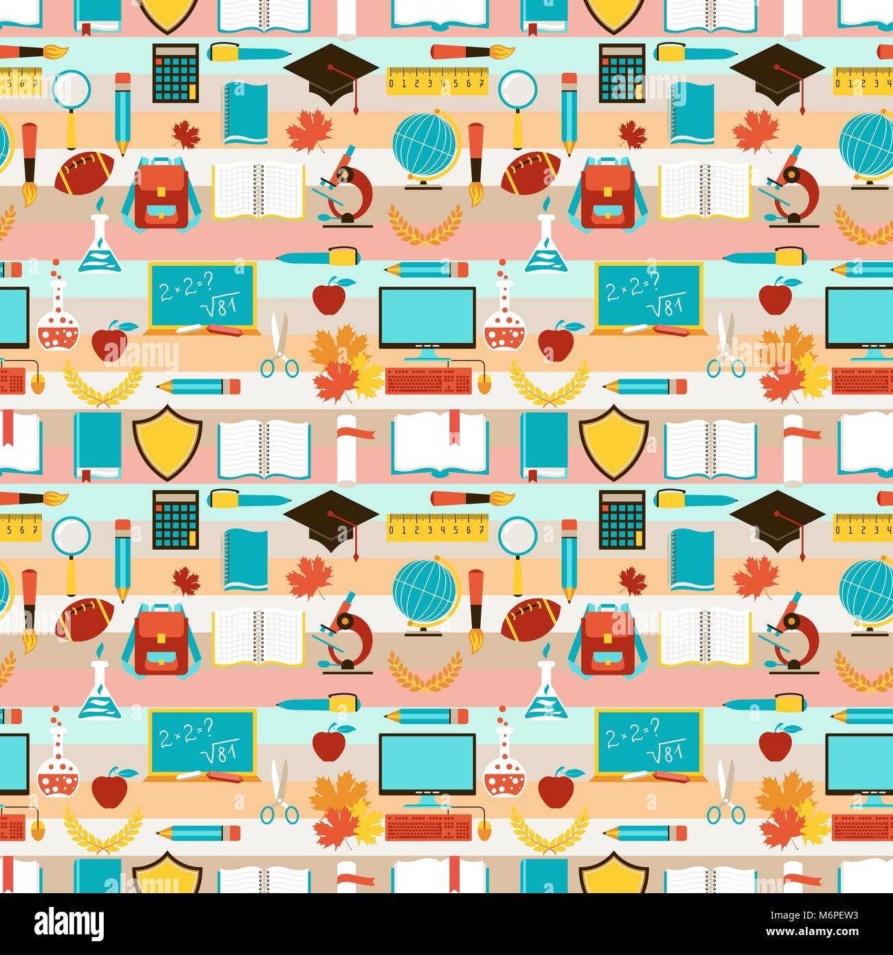 Seamless pattern with school icons Stock Vector