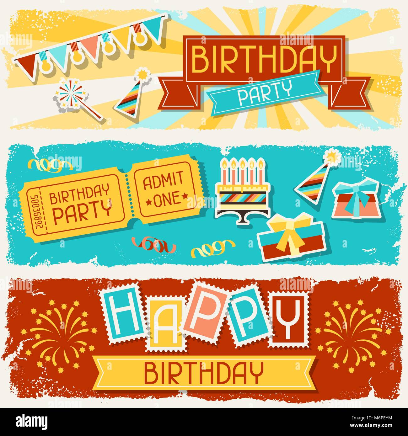 Happy Birthday horizontal banners Stock Vector Image &amp; Art - Alamy