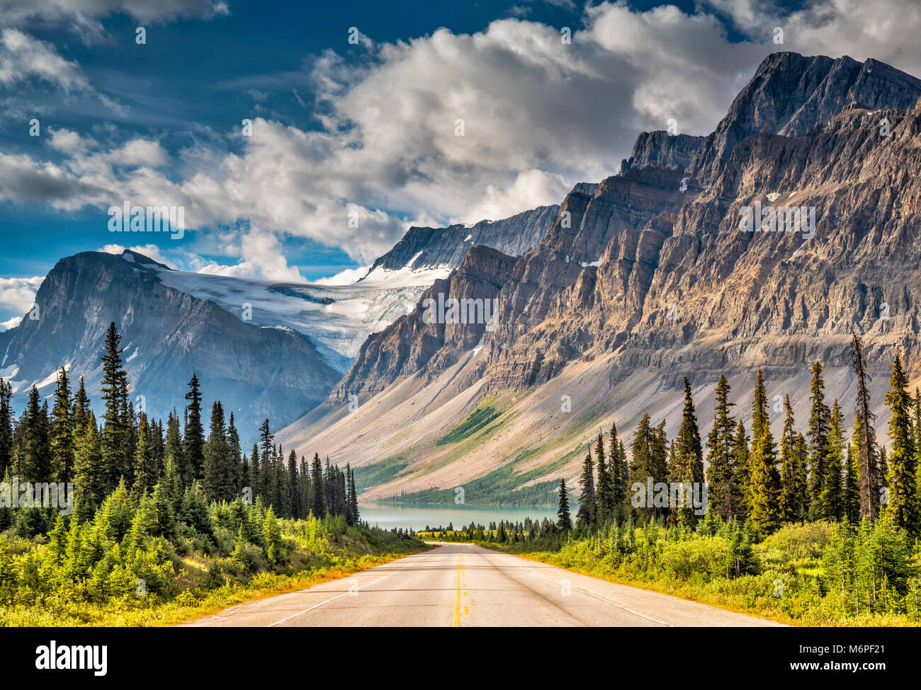 Crowfoot Mountain, Crowfoot Glacier in Waputik Mountains over Bow Lake