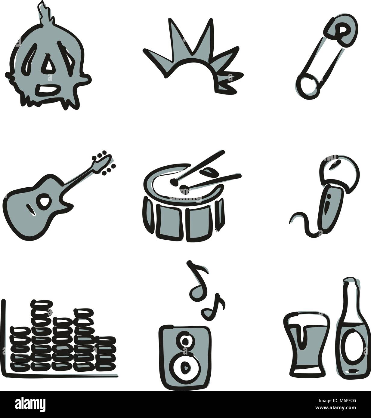 Punk Icons Freehand 2 Color Stock Vector Image & Art - Alamy