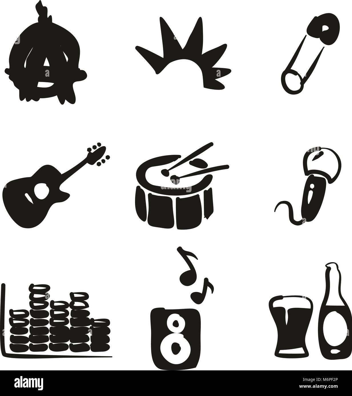 Punk Icons Freehand Fill Stock Vector Image & Art - Alamy