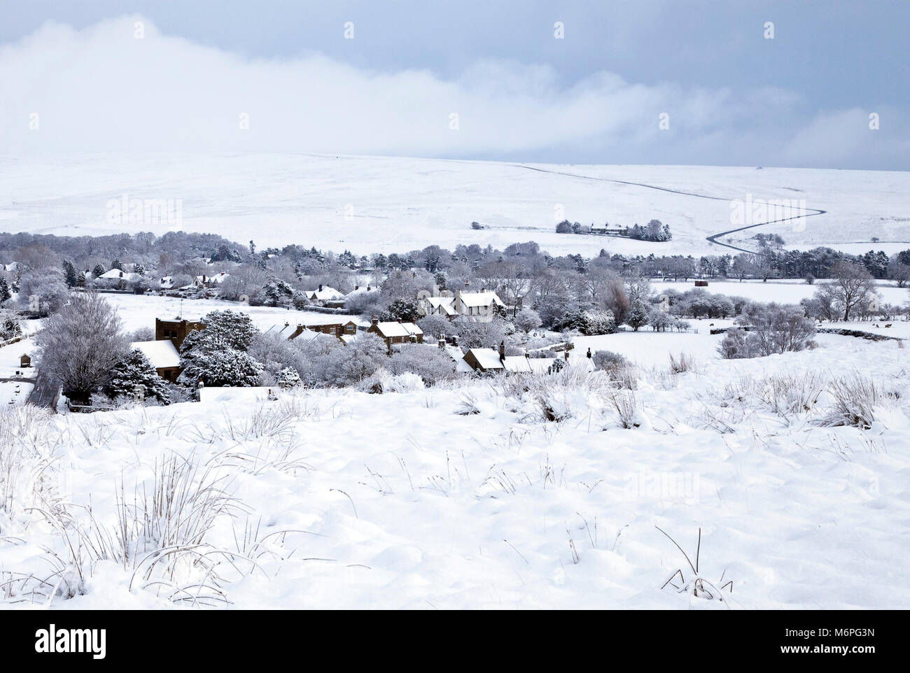 Goathland in winter from Moss Rigg North York Moors North Yorkshire Stock Photo