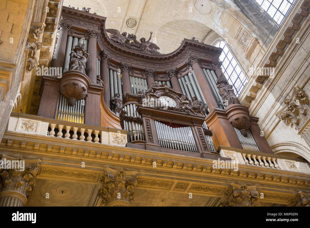 In 1862 Aristide Cavaille-Coll reconstructed and improved The Great Organ built by Francois-Henri Clicquot in the Church of Saint-Sulpice, Paris, Fran Stock Photo