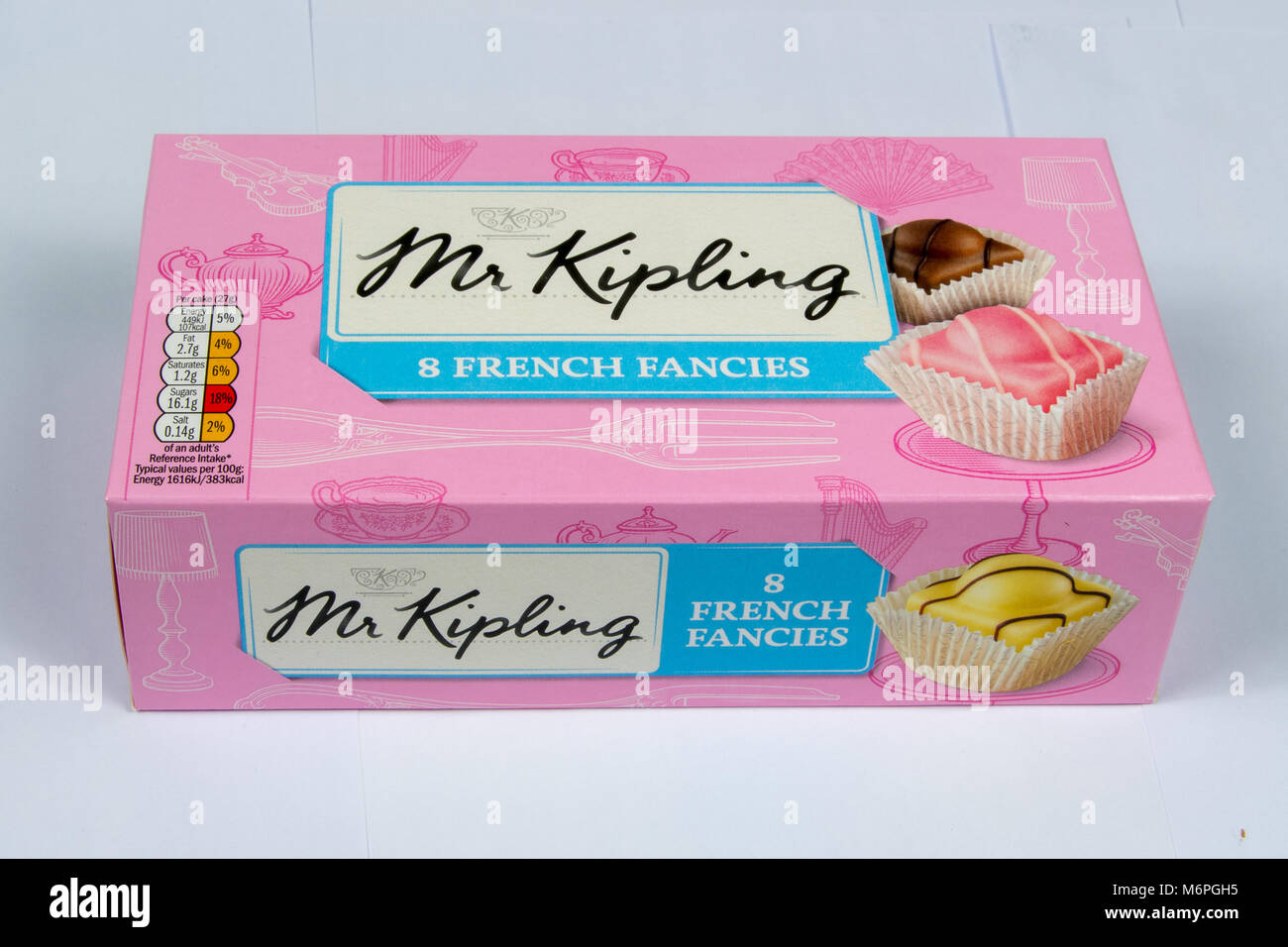 CHESTER, UK - MARCH 4TH 2018: Box of Mr Kipling French Fancies cakes Stock Photo
