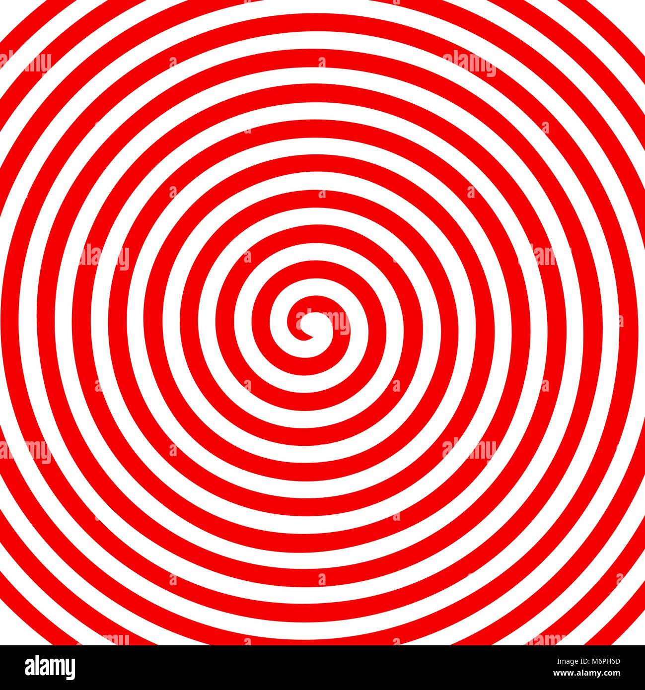 Red white round abstract vortex hypnotic spiral wallpaper. Vector illustration optical illusion spiral anaglyph opt art illustration. Volute, spiral,  Stock Vector