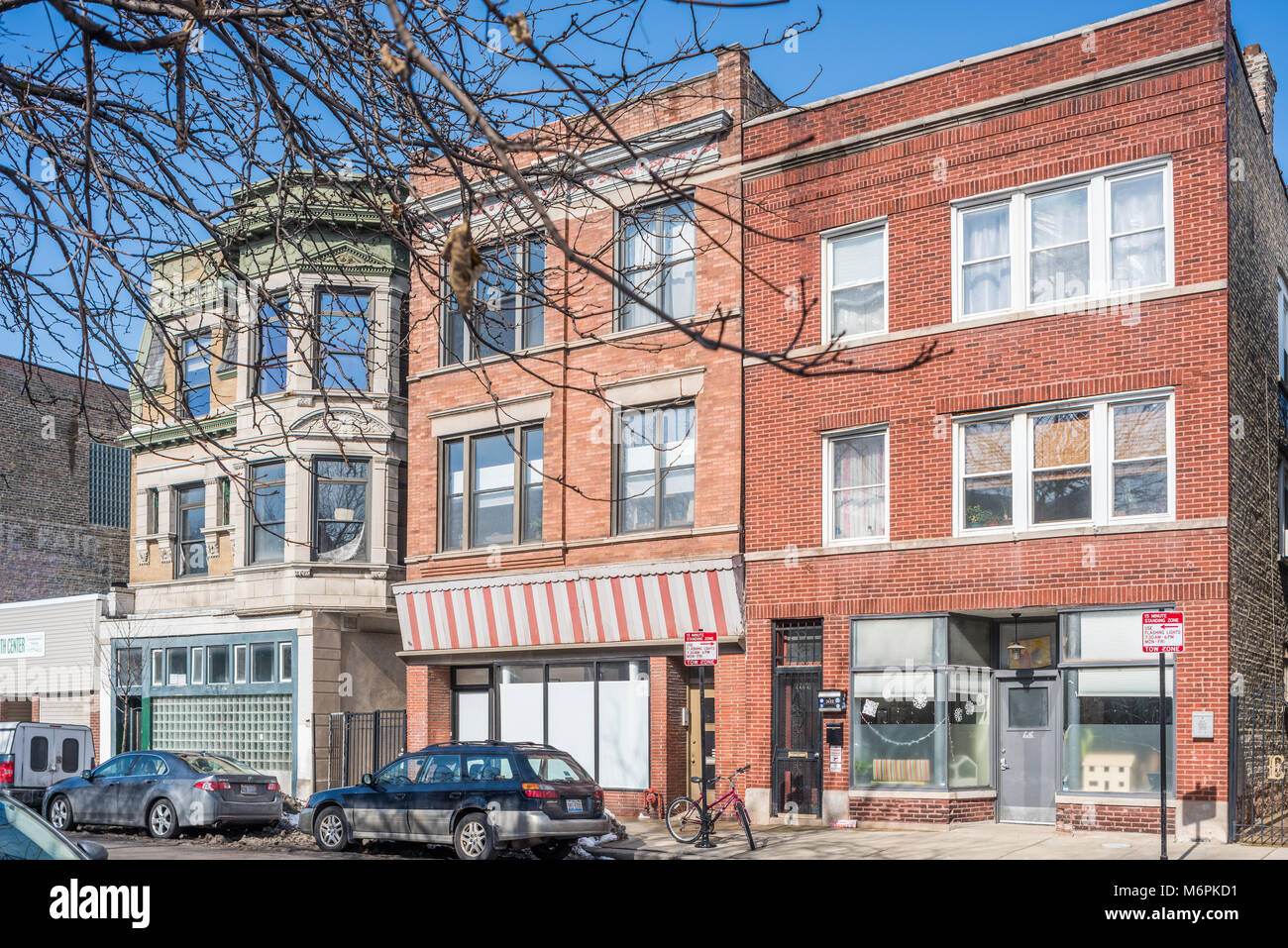 Mixeduse commercial buildings in the Logan Square Kosciuszko Park