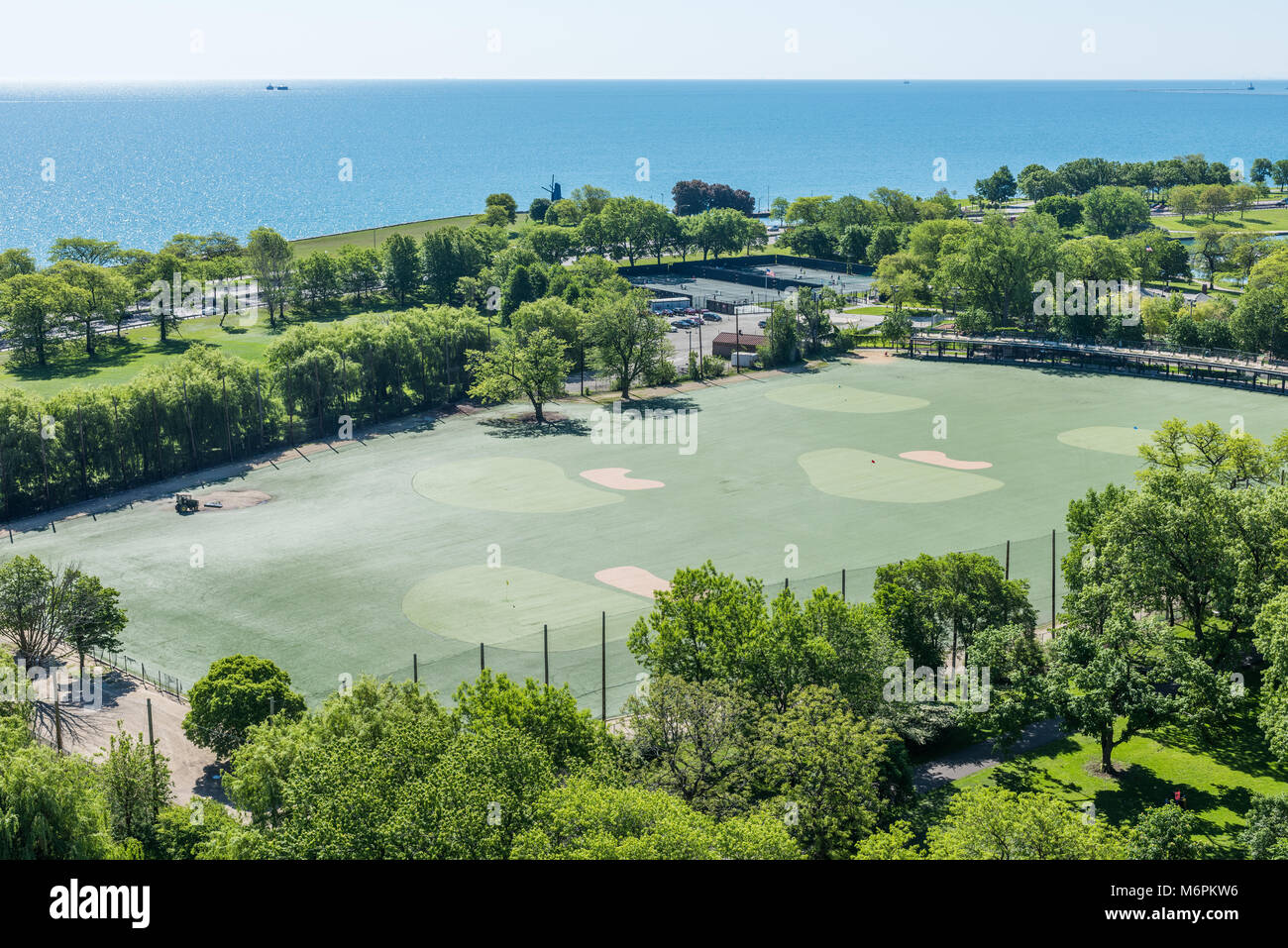 Aerial view of Diversey Harbor in Lincoln Park Stock Photo