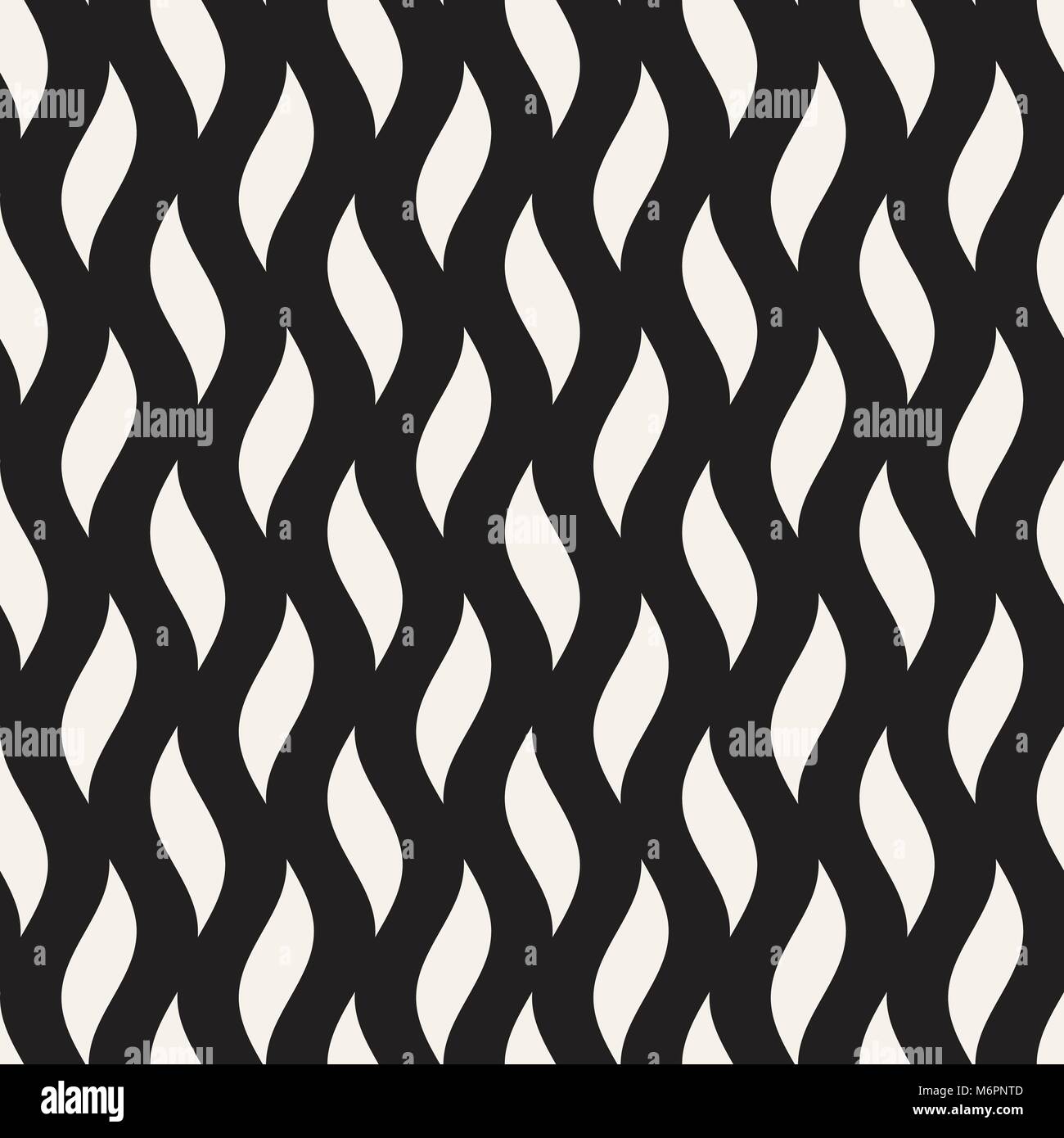 Vector Seamless Black and White Hand Drawn Wavy Lines Simple Pattern ...
