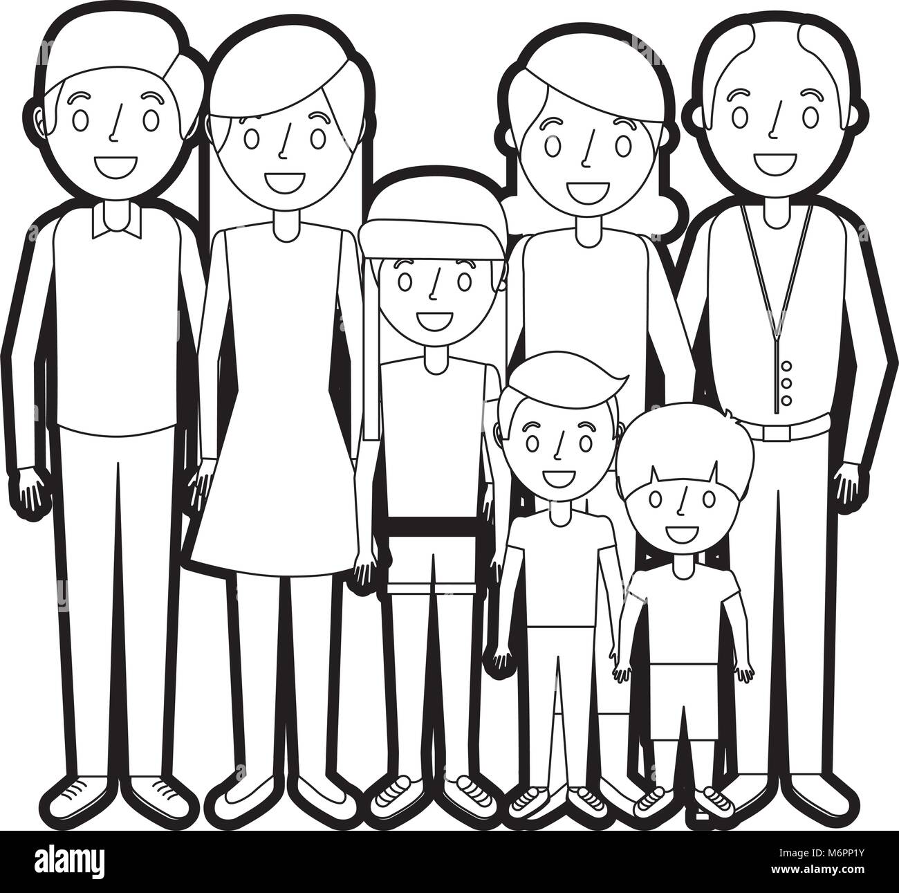 happy family parents son daughter and grandparents together vector ...