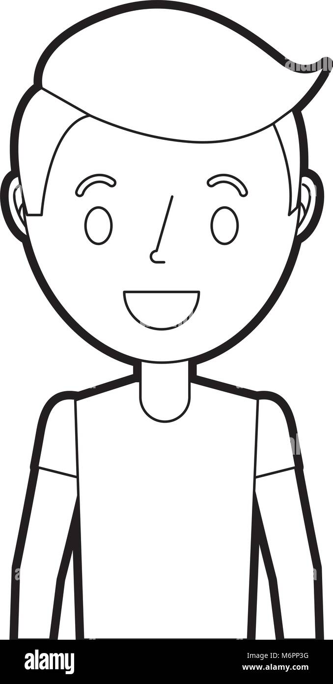 happy cartoon boy young character portrait vector illustration Stock ...