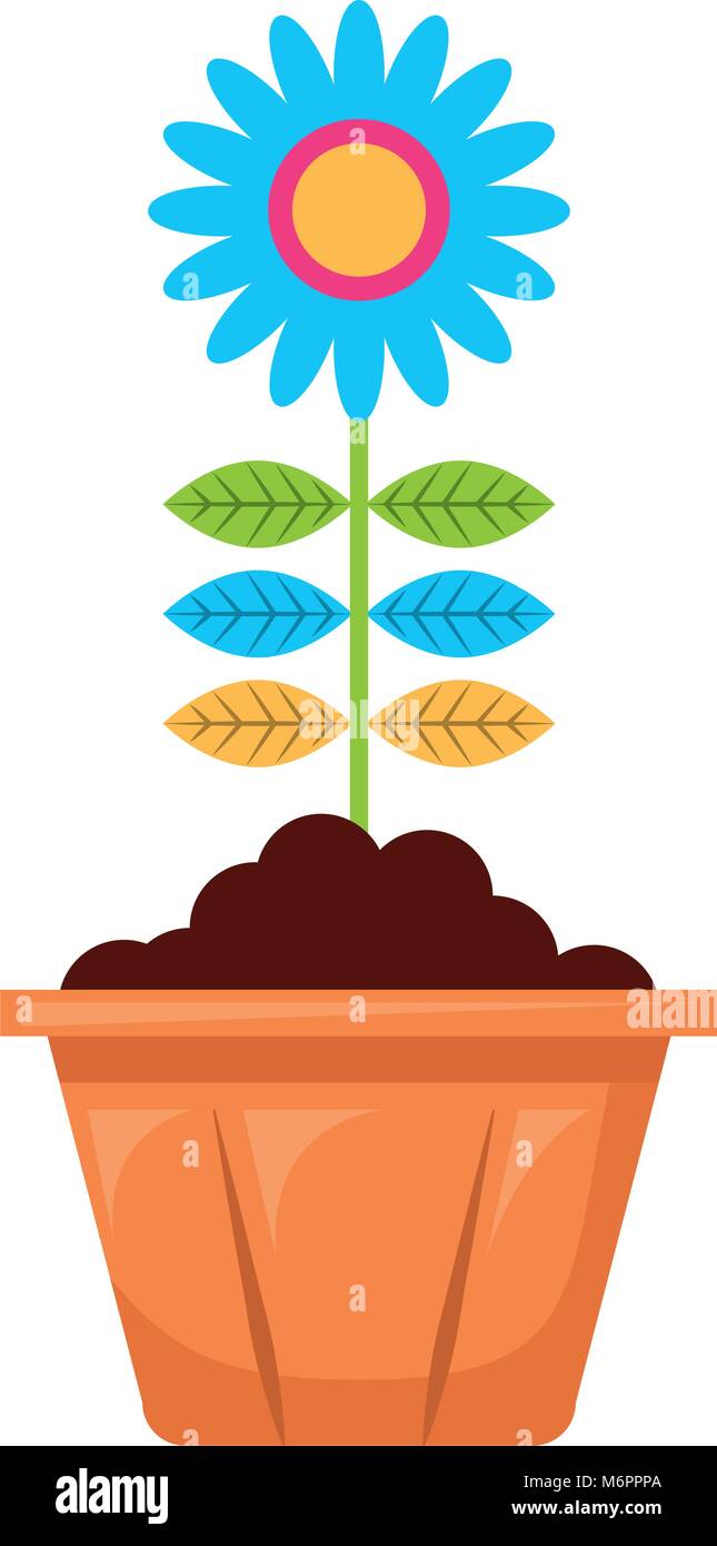flower in pot decoration interior ornament vector illustration Stock ...
