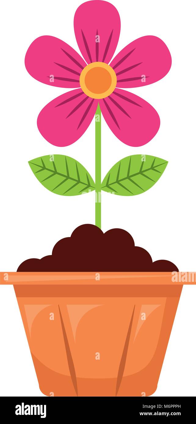 flower in pot decoration interior ornament vector illustration Stock ...