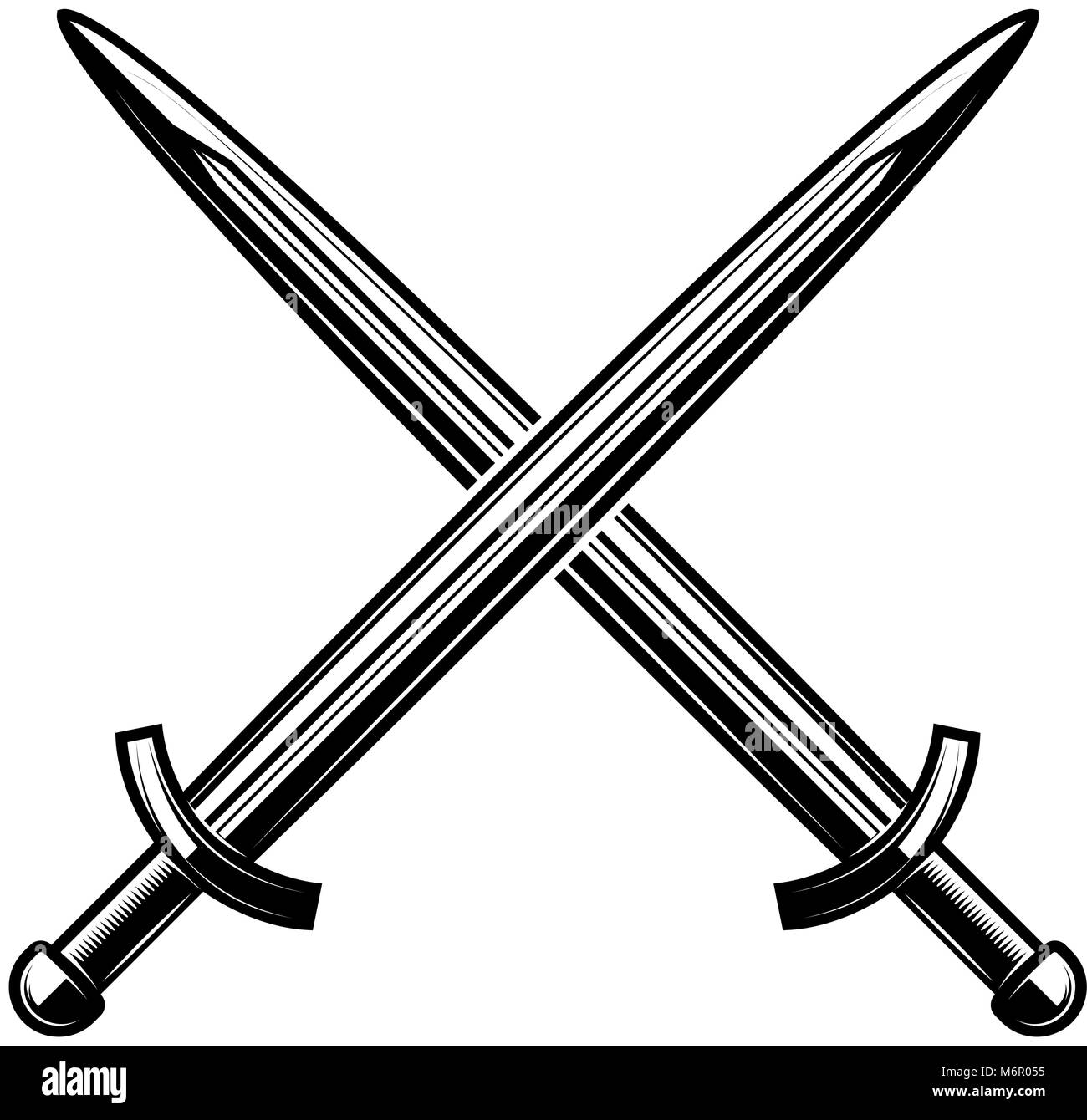 Crossed swords isolated on white background. Design element for