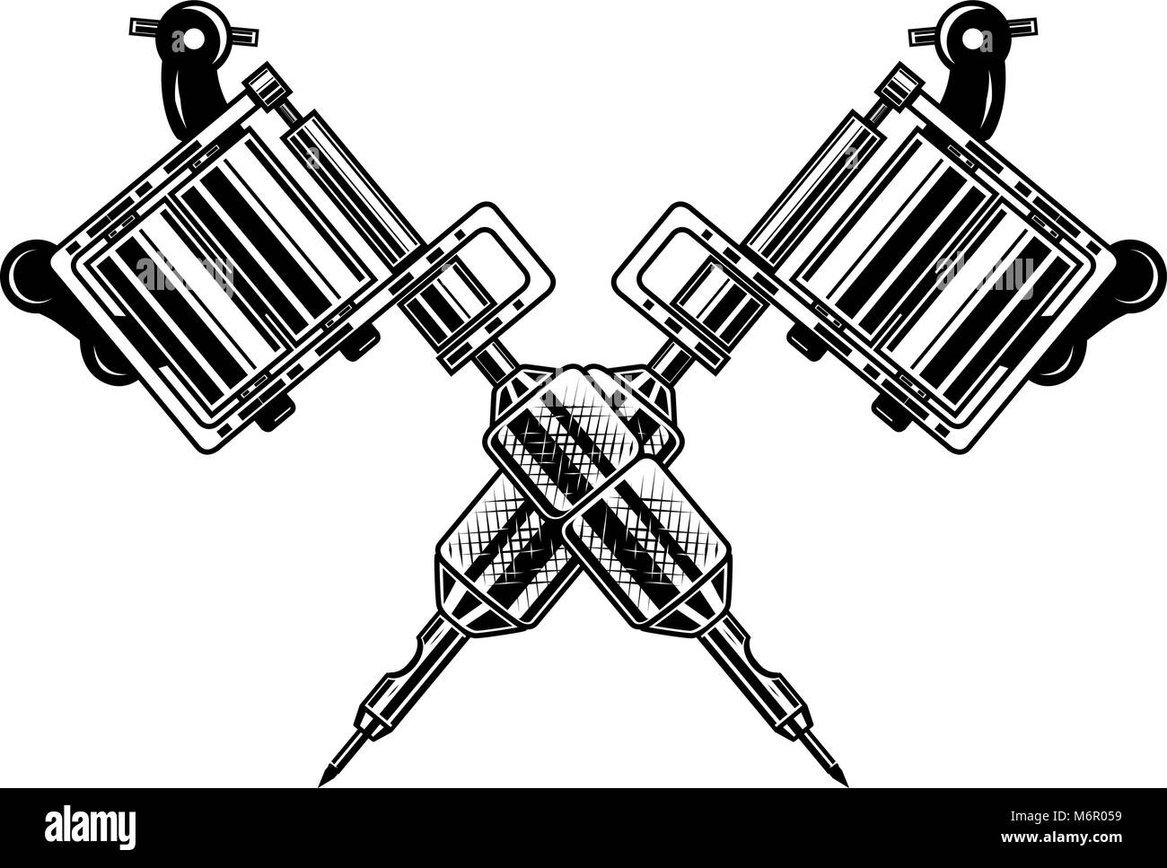 Crossed tattoo machines isolated on white background. Design element for  poster, emblem, sign, badge. Vector illustration Stock Vector Image & Art -  Alamy