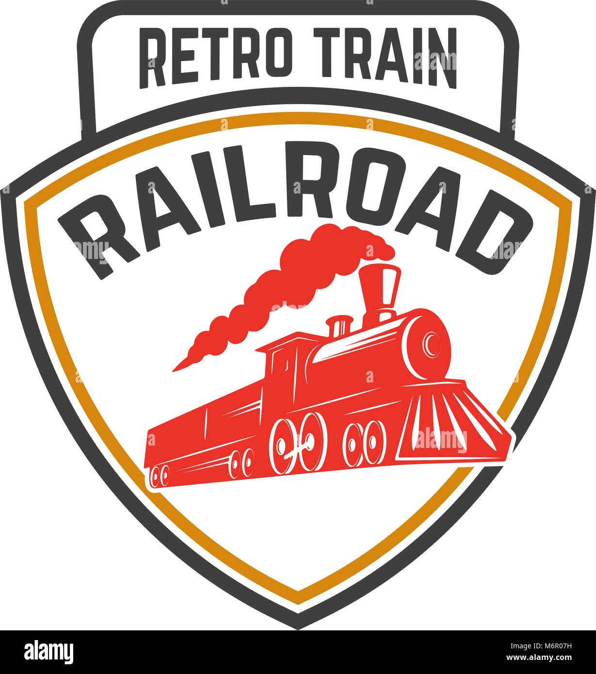 Emblem template with retro train. Rail road. Locomotive. Design element ...