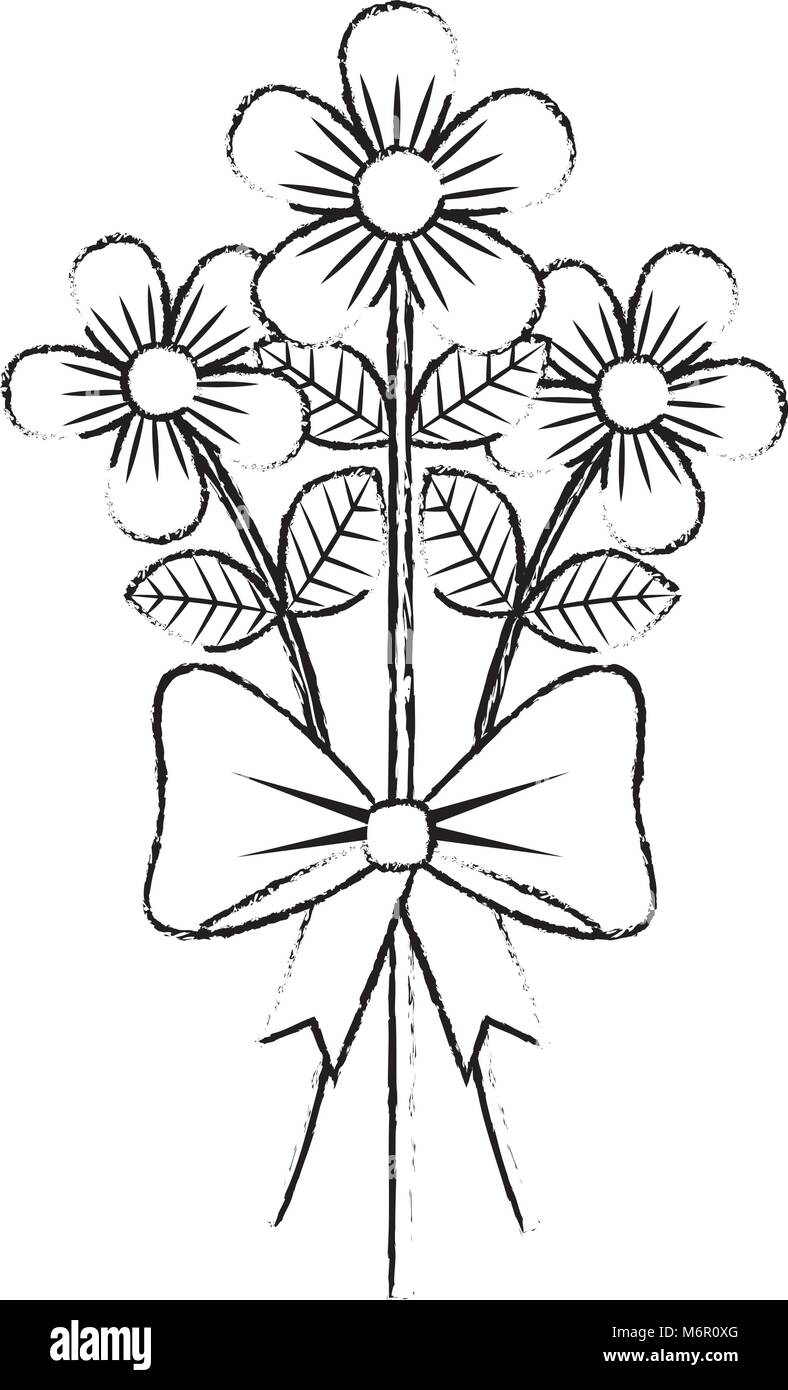 bouquet delicate flowers wrap ribbon bow decoration sketch design Stock  Vector Image & Art - Alamy