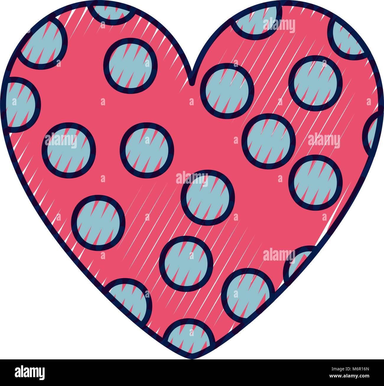 dotted heart in love decoration romantic vector illustration drawing ...