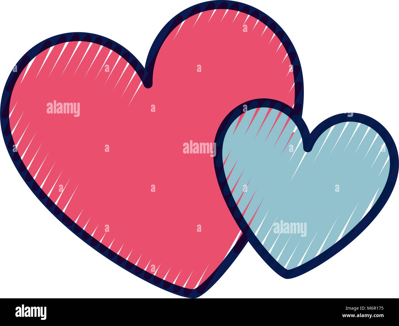 hearts love decoration romance image vector illustration drawing color ...