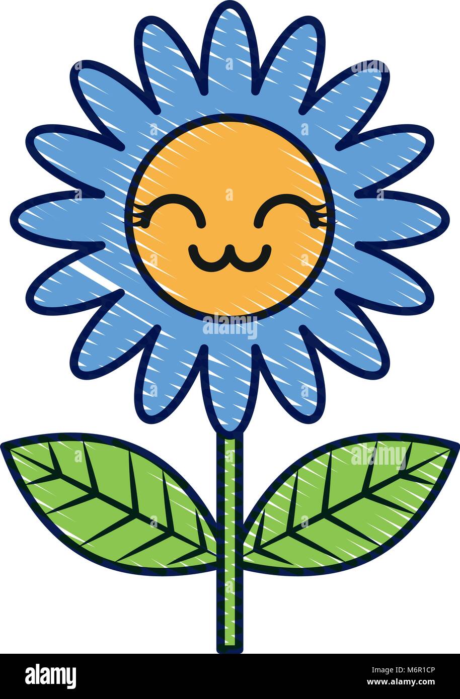 Cute Kawaii Flower Decoration Cartoon Vector Illustration
