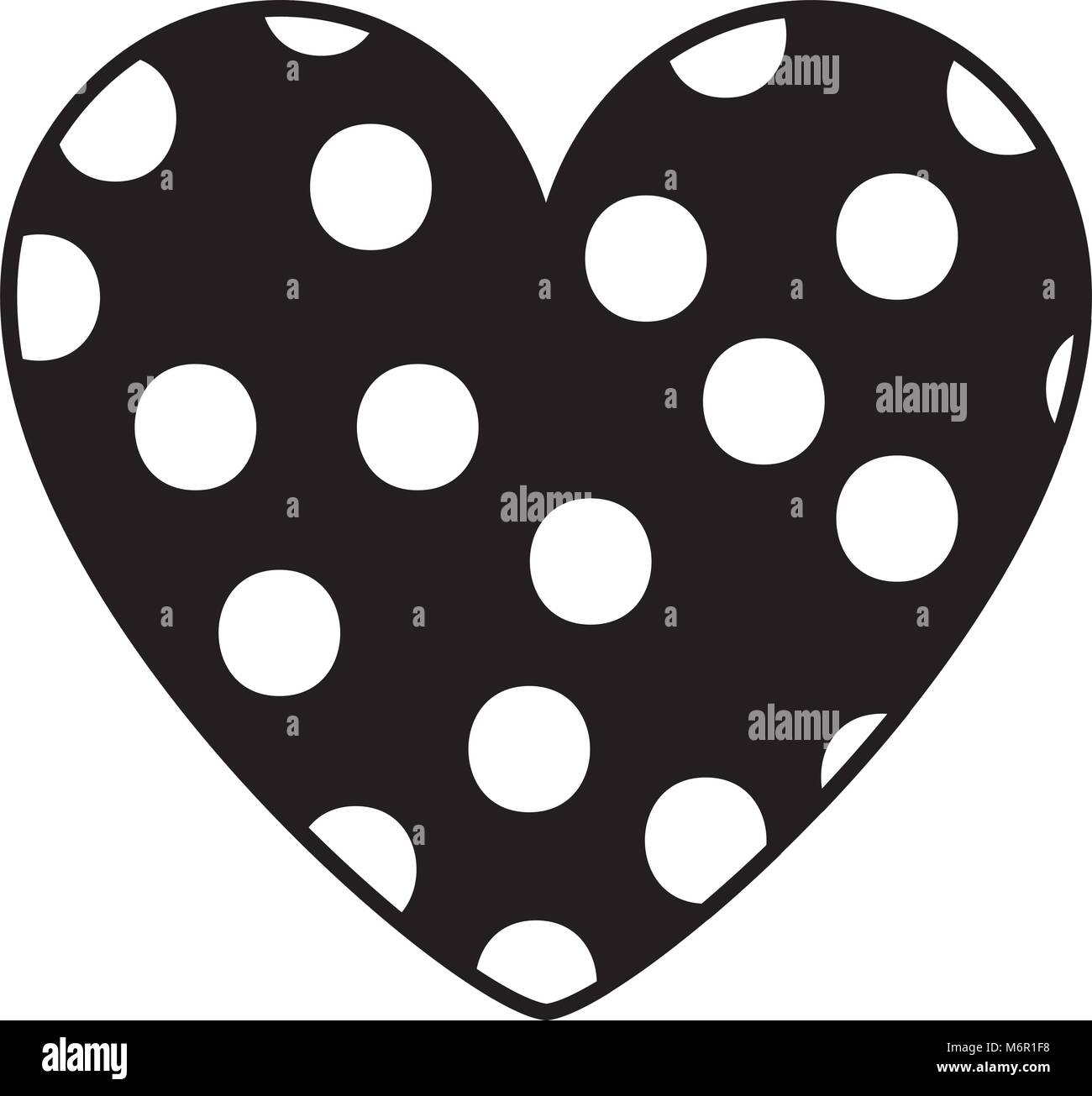 dotted heart in love decoration romantic vector illustration black and ...