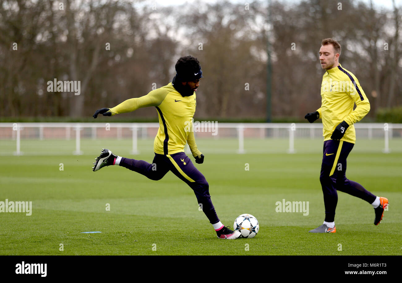 Tottenham Hotspur's Danny Rose during the training session at Tottenham Hotspur football Club Training Ground, London. Stock Photo