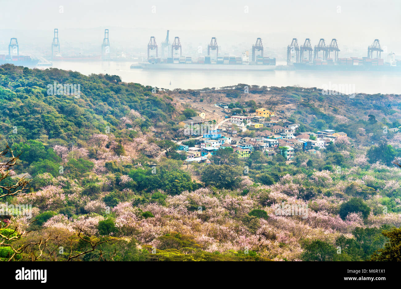 Landscape of Elephanta Island in Mumbai Harbour, India Stock Photo