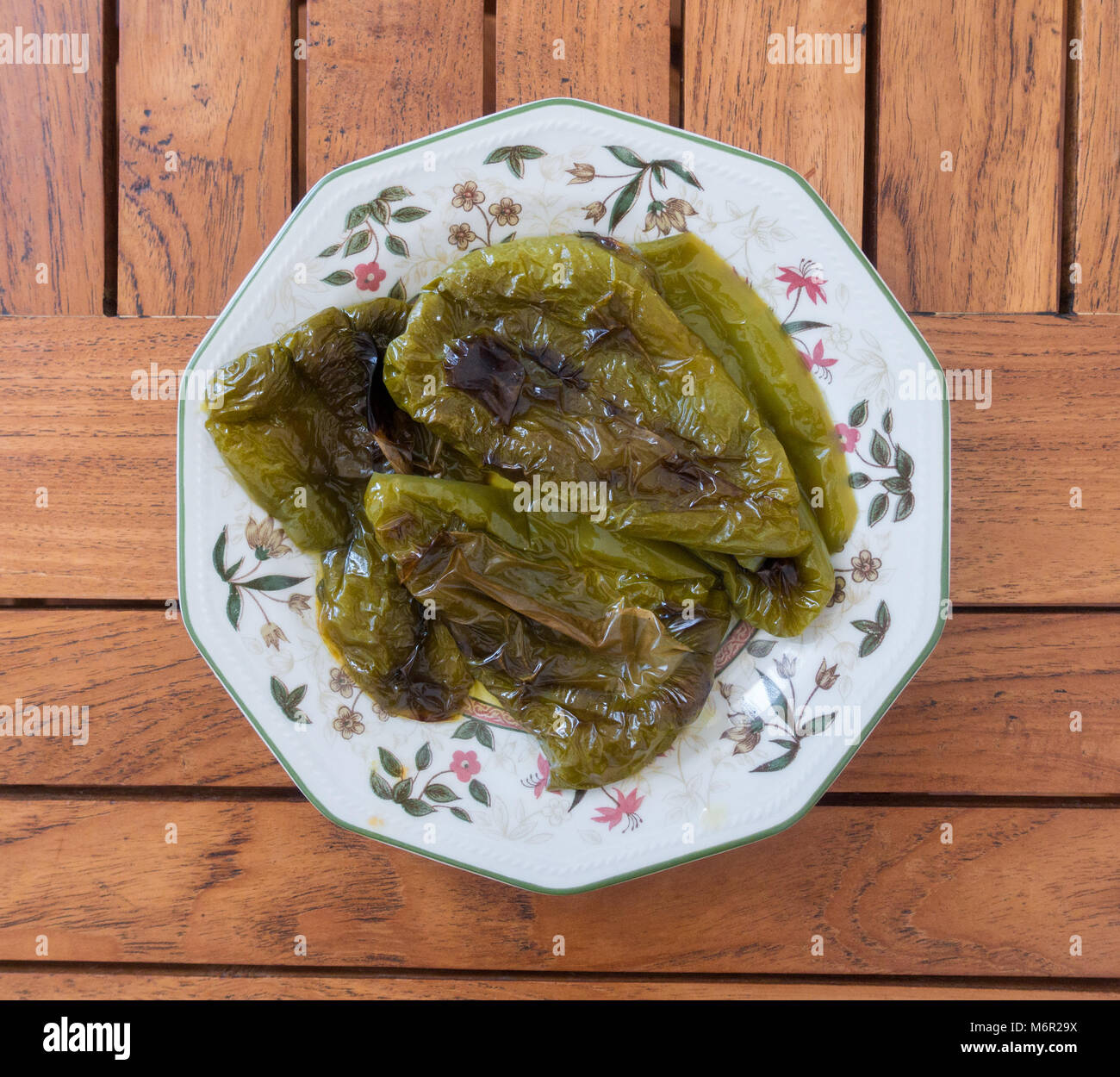Roasted green peppers Stock Photo