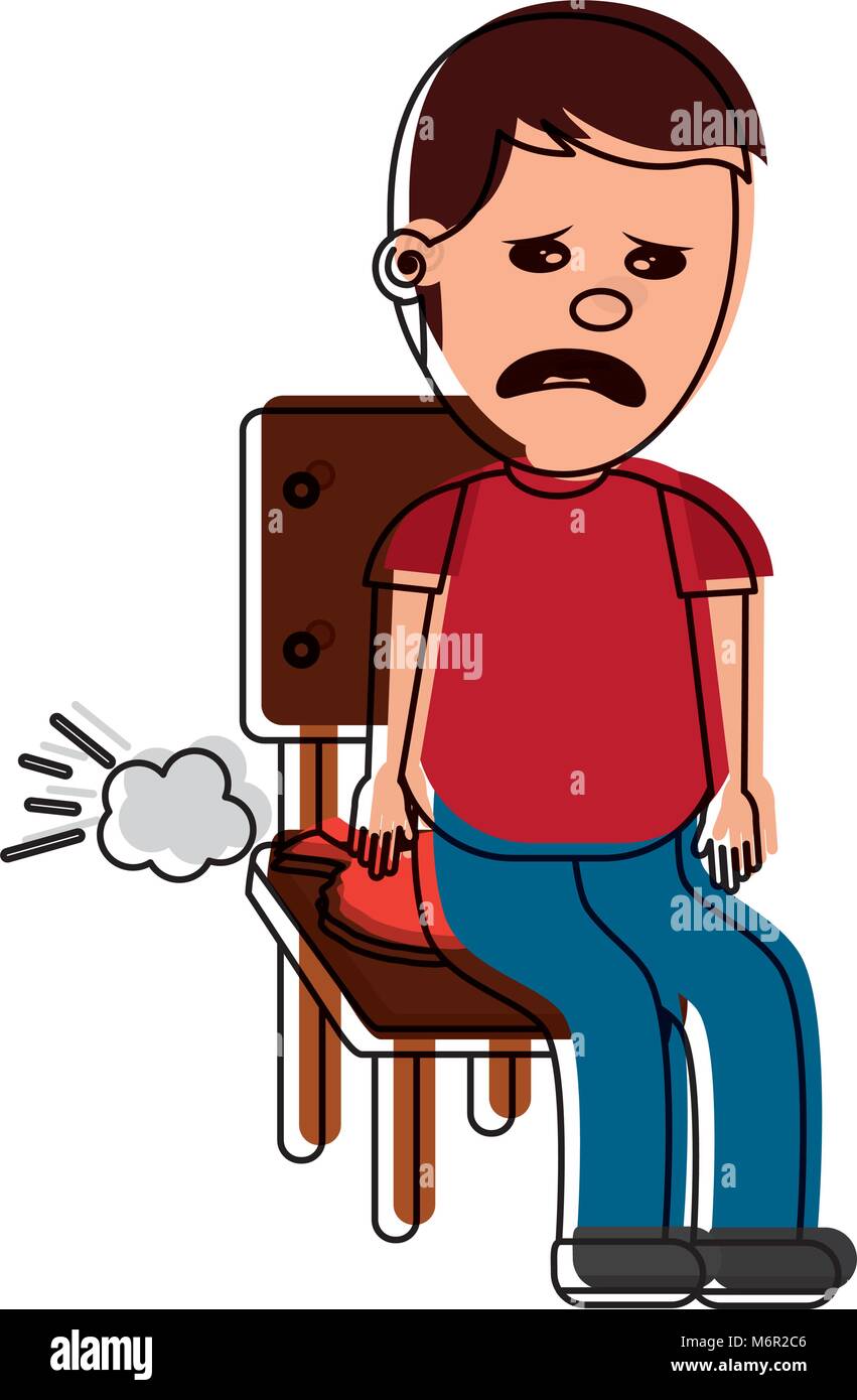 sad man sitting in chair with whoopee cushion fools day Stock Vector ...