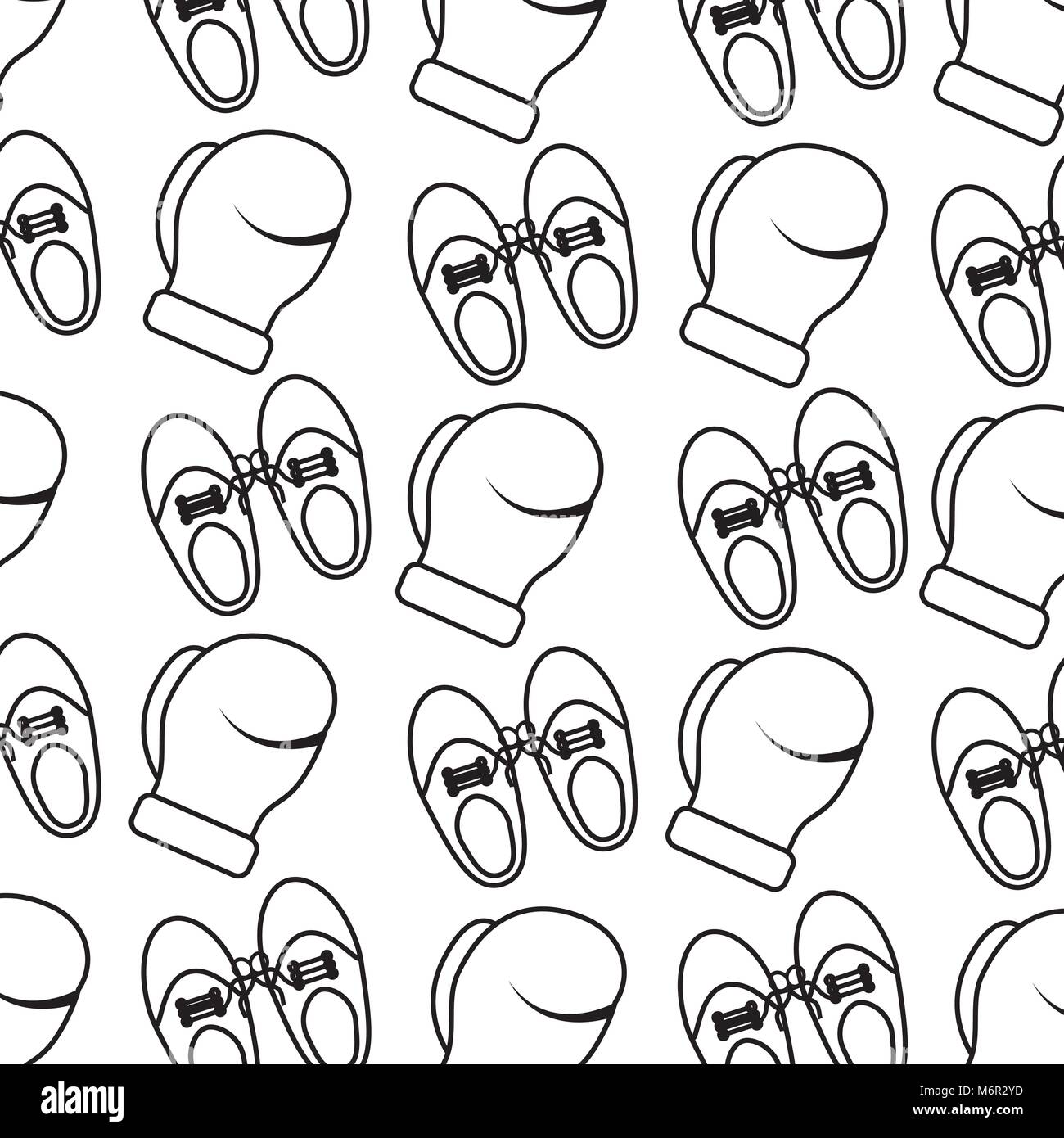 shoe tied laces and gloves joke fools pattern vector illustration Stock