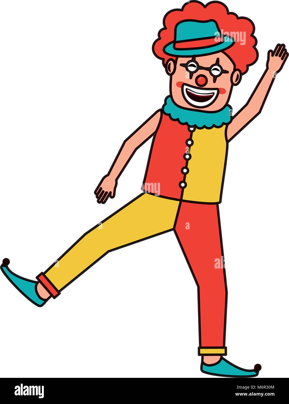 friendly funny clown performer character vector illustration Stock ...