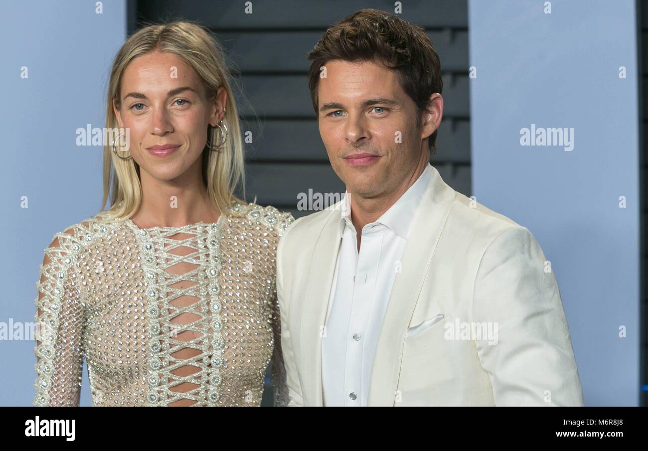 Edei (l) and actor James Marsden attend the Vanity Fair Oscar Party at