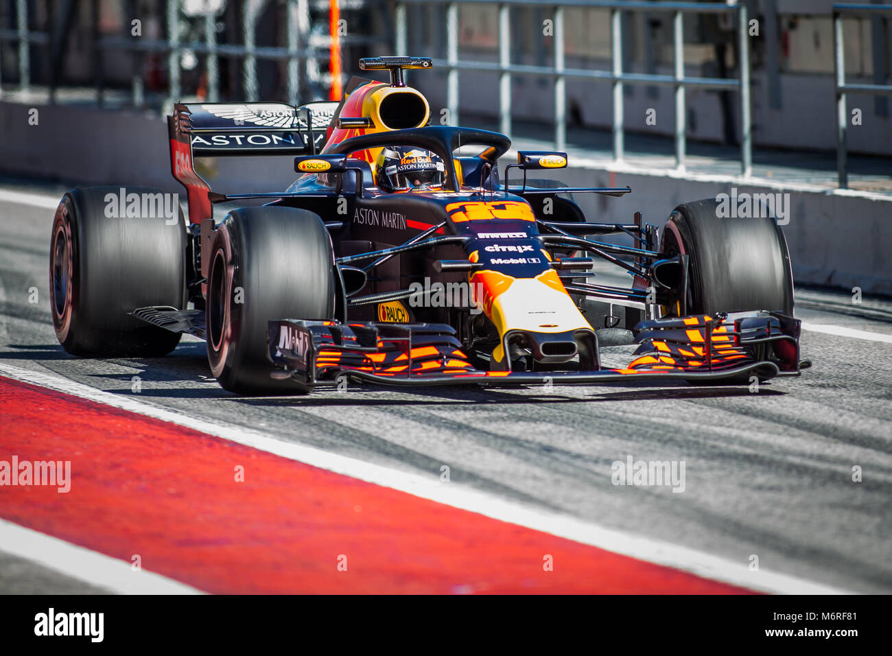 Montmelo, Catalonia, Spain. 6th Mar, 2018. Ricciardo, Red Bull F1 Team's driver seen during day 1 of the second week of the F1 test days at Barcelona-Catalunya Circuit. Credit:  MA 4846.jpg/SOPA Images/ZUMA Wire/Alamy Live News Stock Photo