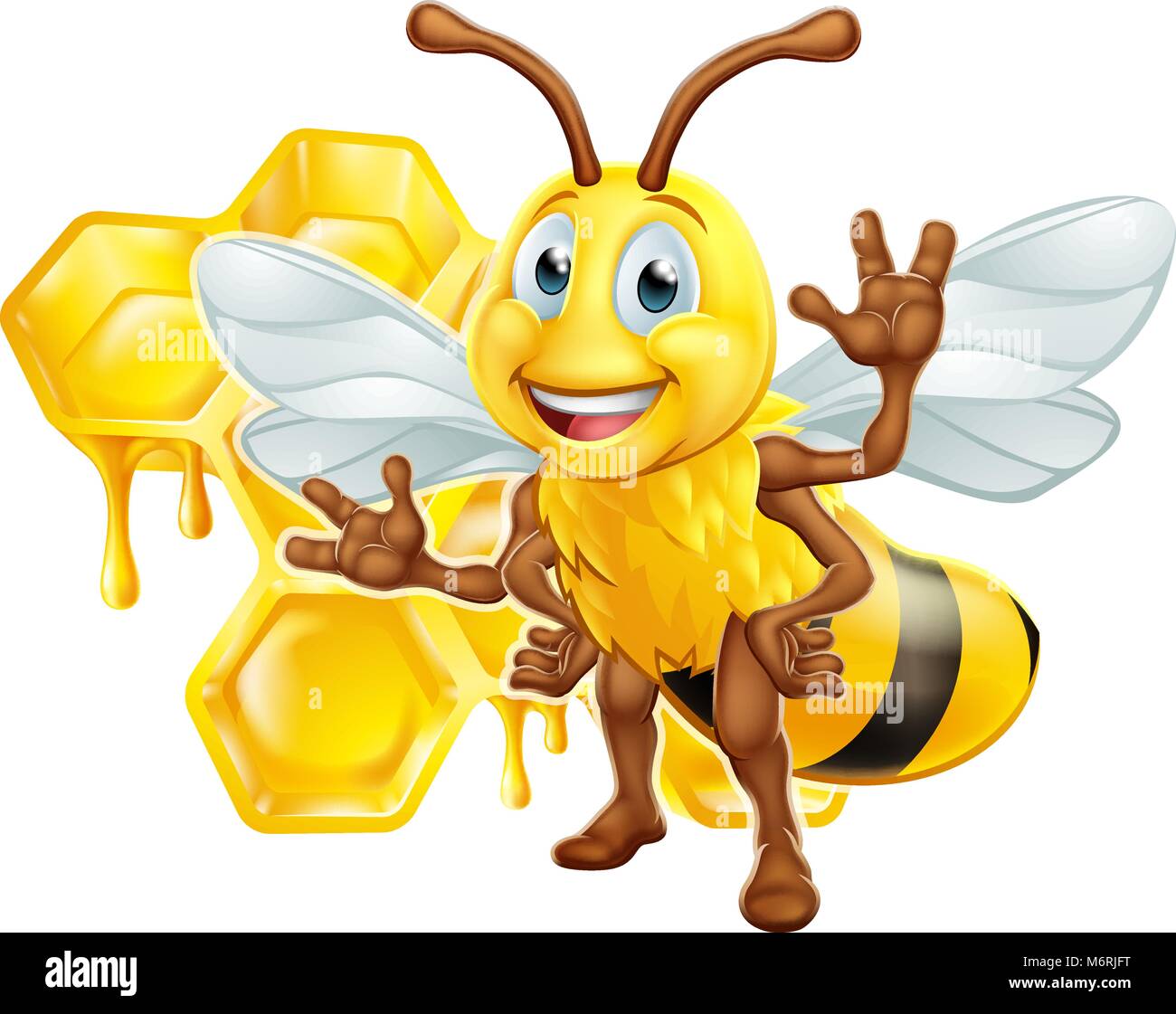 Bee Cartoon Character With Honeycomb Stock Vector