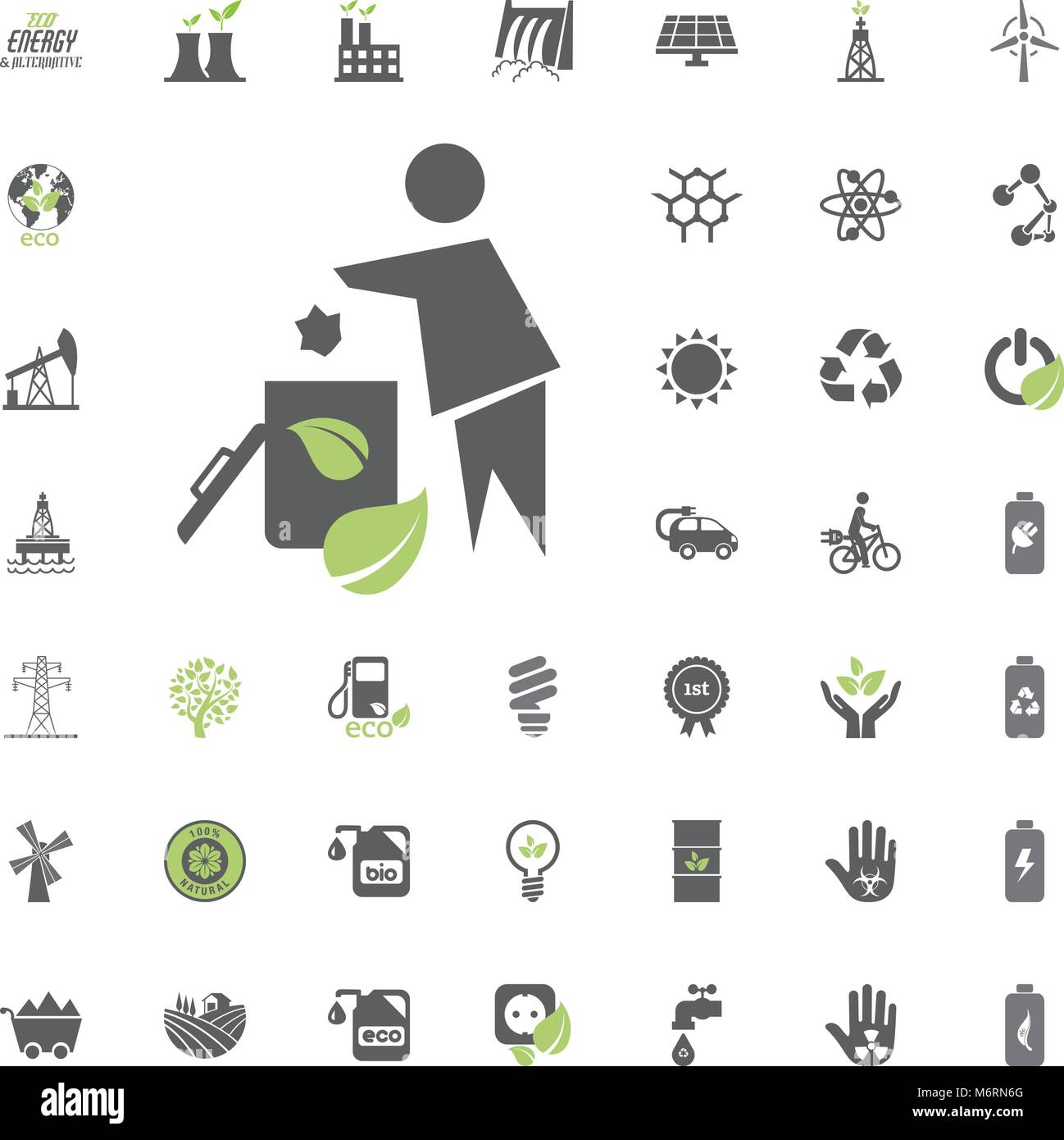 Trash icon. Eco and Alternative Energy vector icon set. Energy source ...