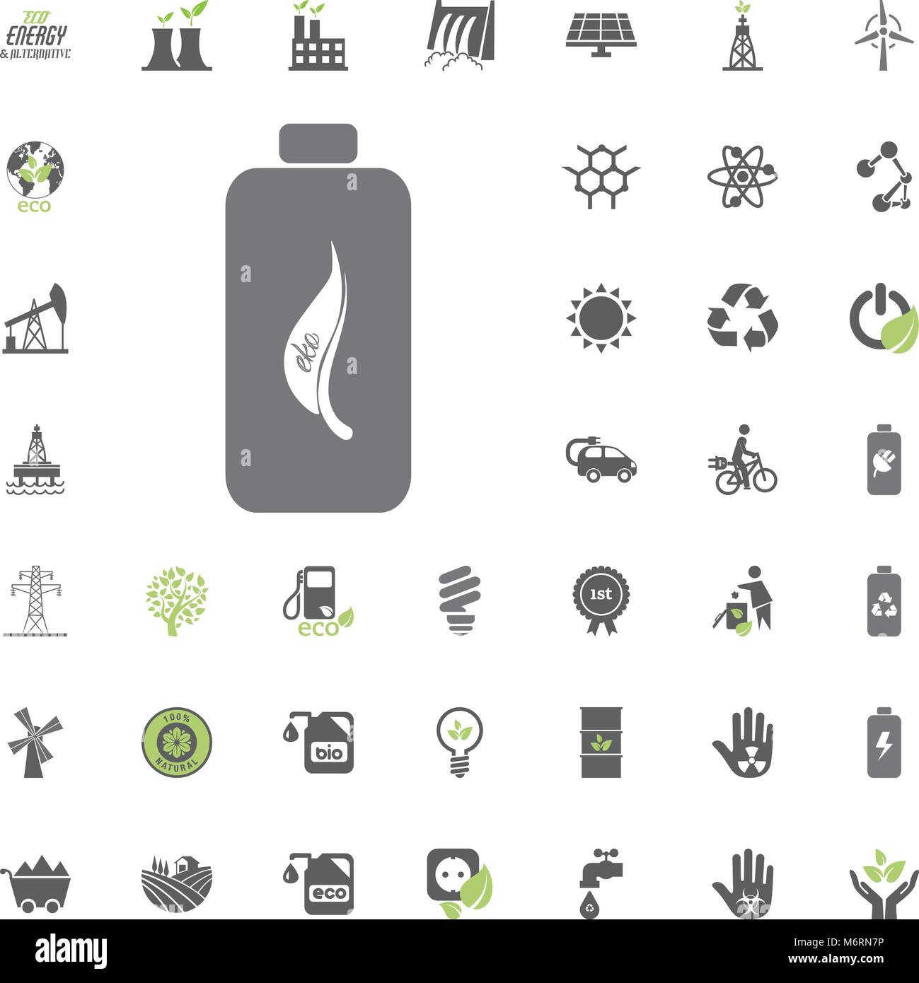 Eco battery icon. Eco and Alternative Energy vector icon set. Energy ...