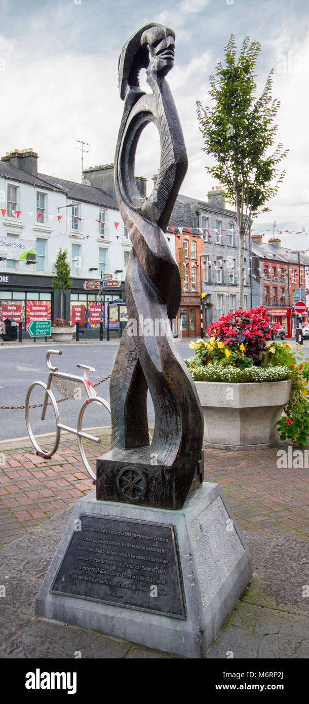 Bronze Statue in the town centre of Tuam County Galway in Ireland Stock