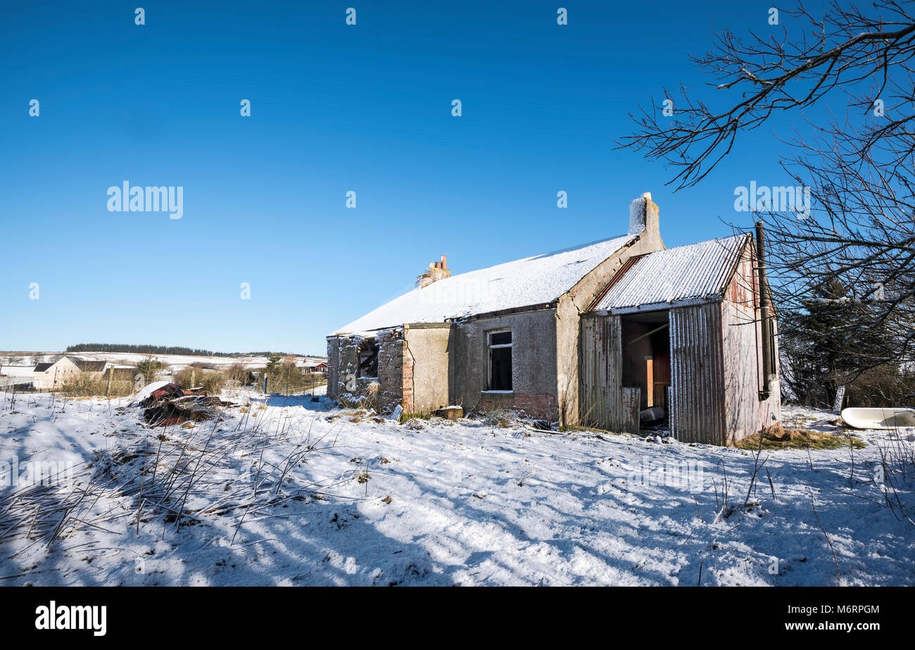 Derelict Cottage in countryside close to Wilsontown, Forth, Lanarkshire