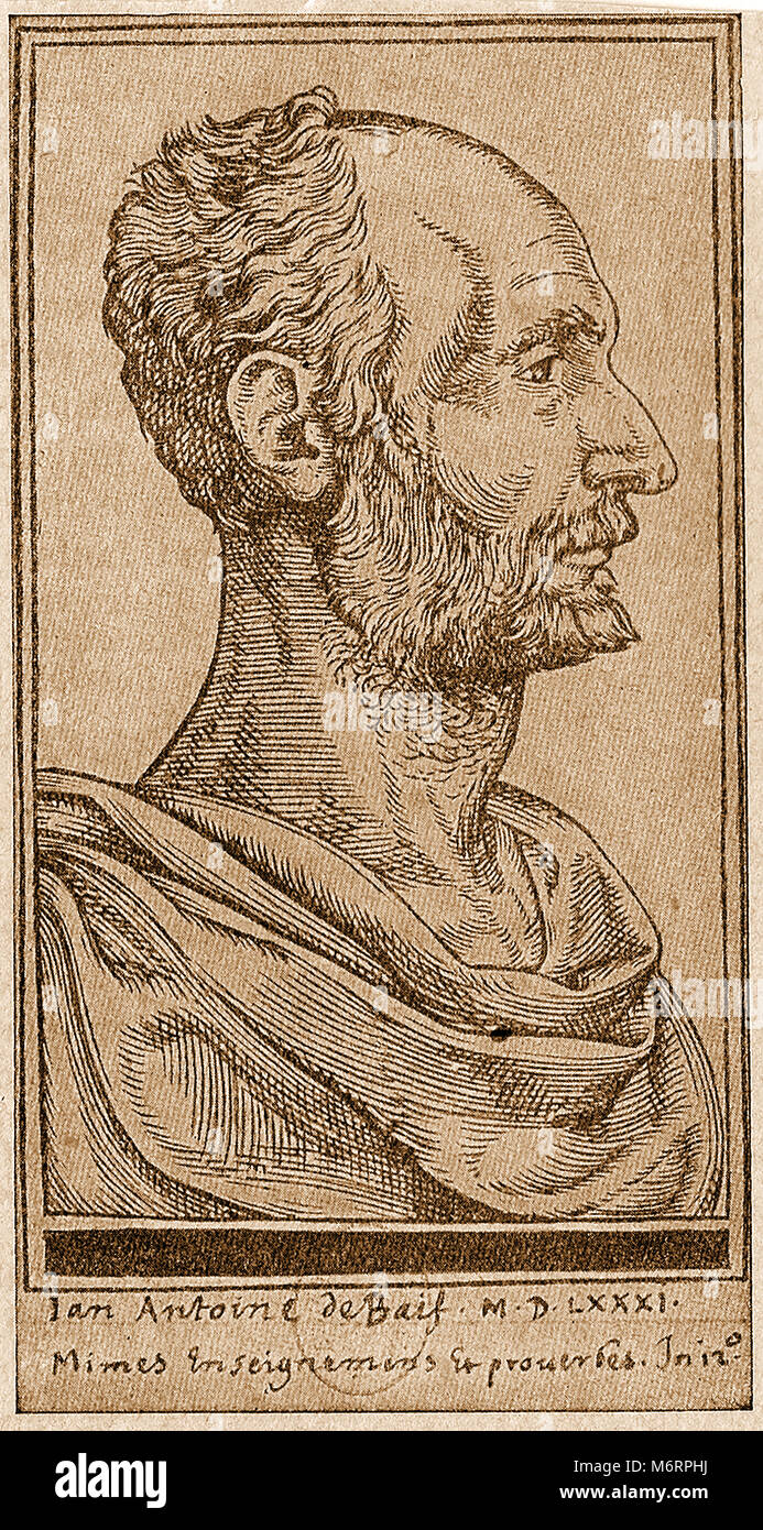 A French portrait of Jean Antoine de Baïf ( 1532 - 1589) poet Stock Photo