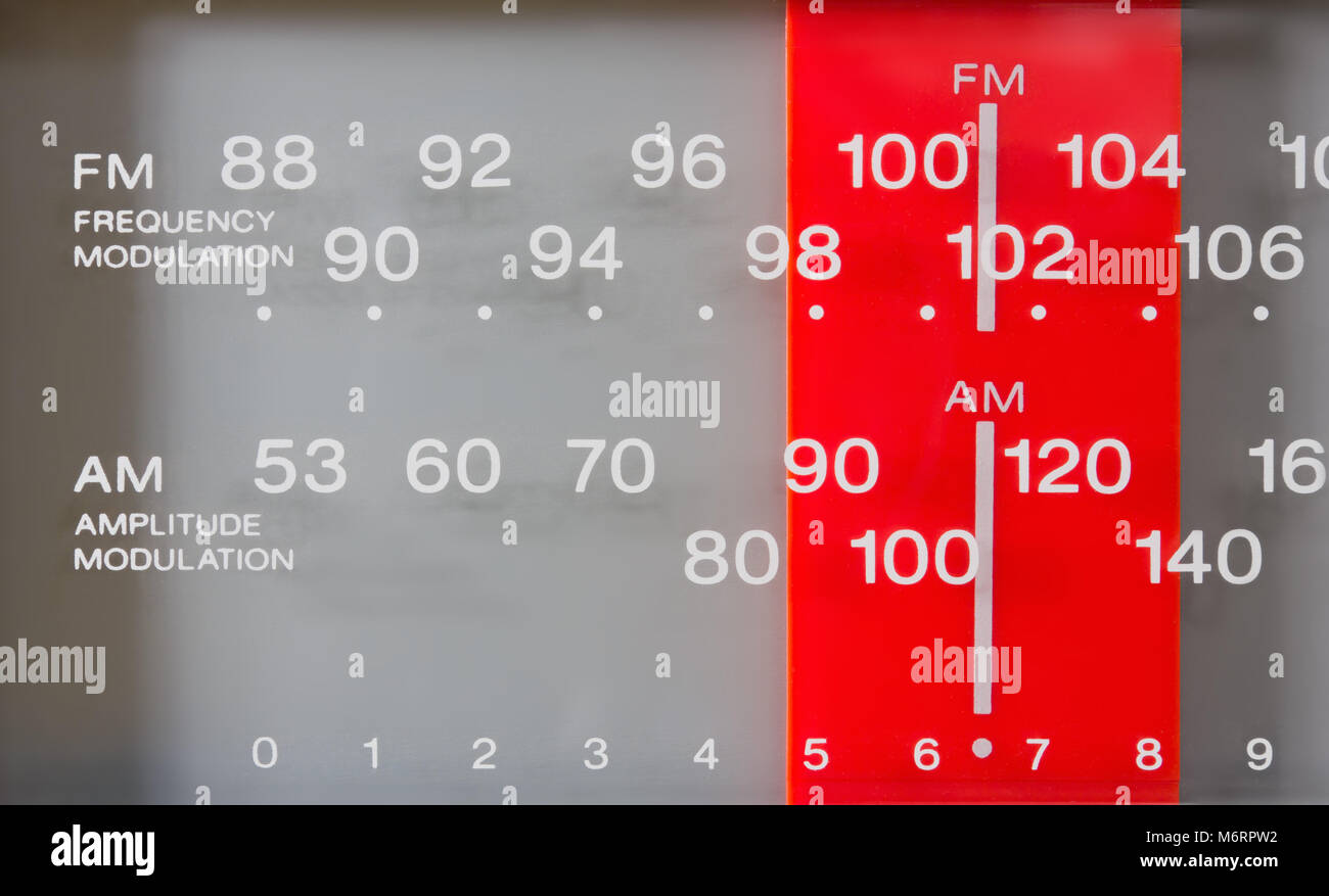 Closeup on the frequency display of a radio FM-AM tuner Stock Photo - Alamy