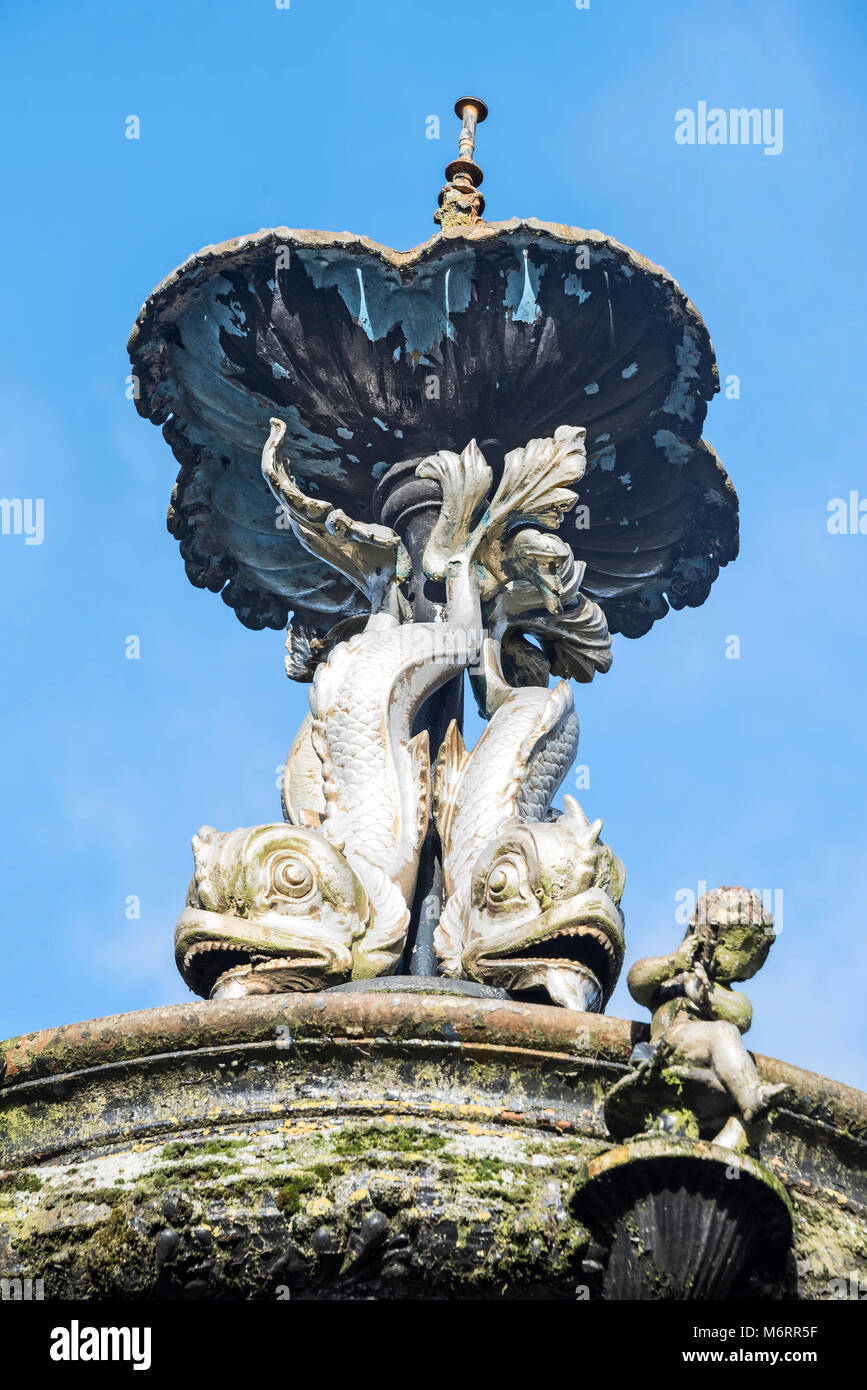 Detail ay yop of Saracen Fountain in Alexandra Park Glasgow. Stock Photo