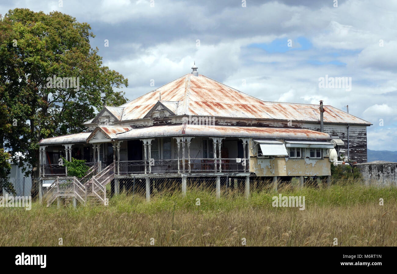 A dilapidated home called a Queenslander, in rural Queensland