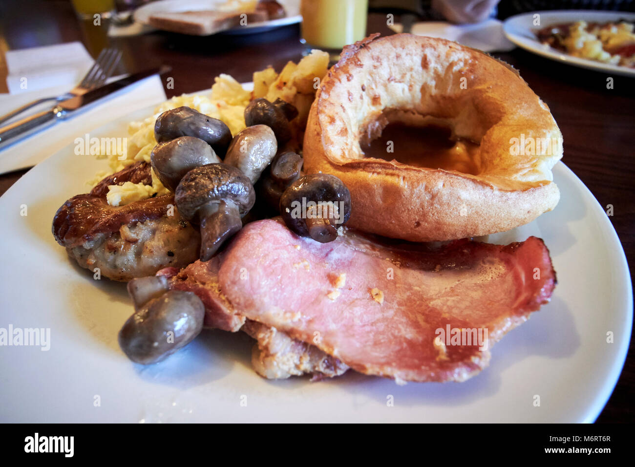 full plate at carvery all you can eat breakfast in the uk Stock Photo